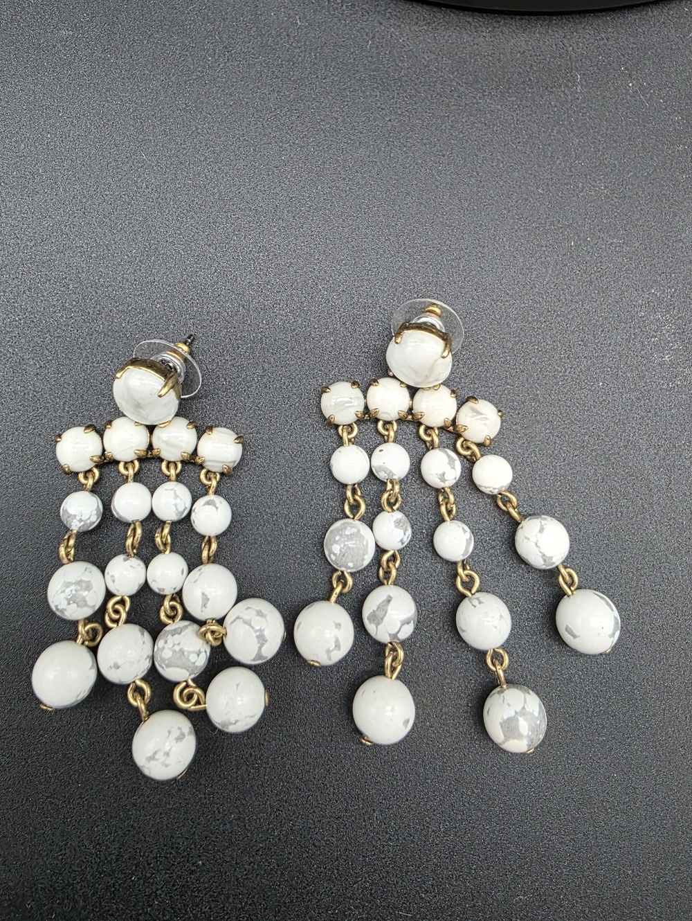 J. Crew White Marble Candy Drop Chandelier Earrings